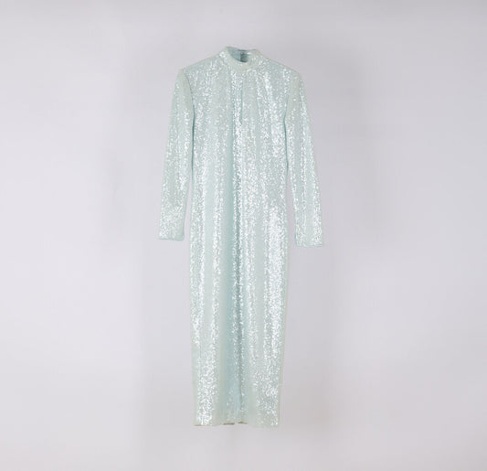 Pale Blue Sequin Maxi Dress