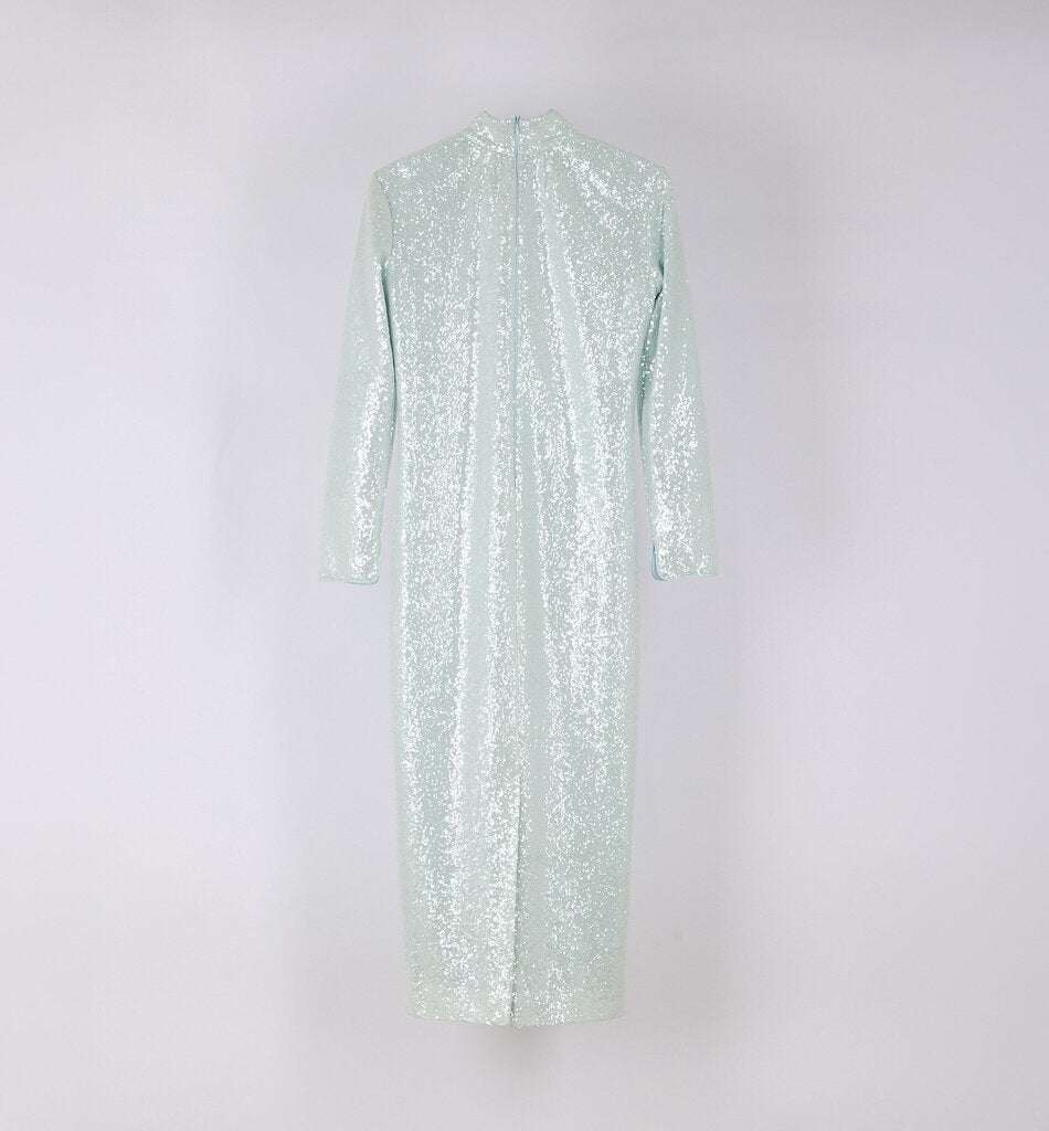 Pale Blue Sequin Maxi Dress