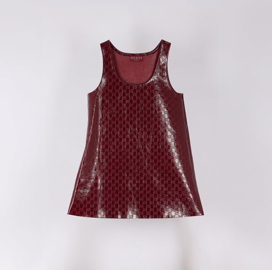 Gucci Pre-Fall 2025 Red Cow Leather Shift Dress