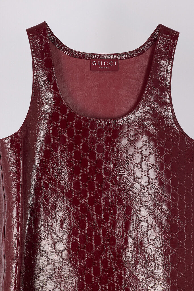 Gucci Pre-Fall 2025 Red Cow Leather Shift Dress