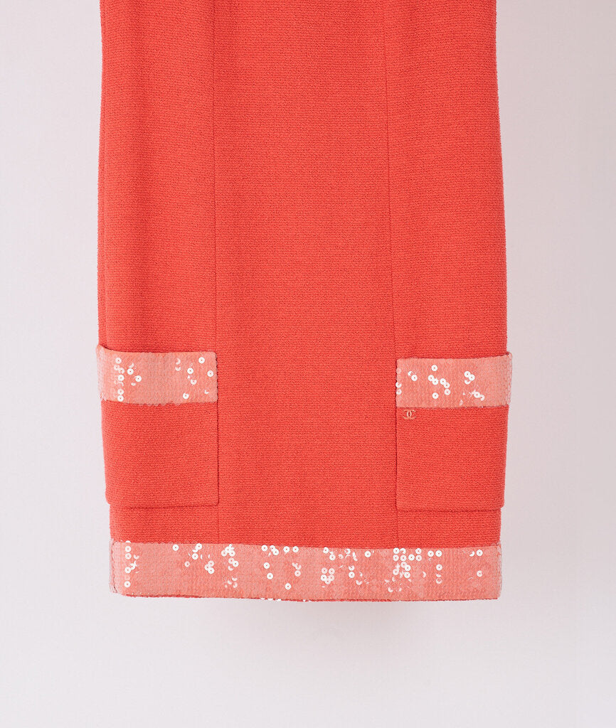 Chanel Cruise 2008 Orange Cotton Tweed & Sequin Fringe Dress