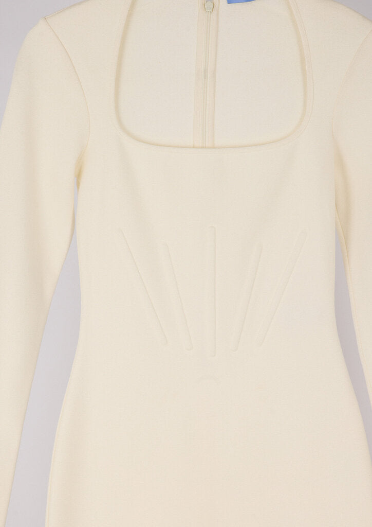 Mugler White Corset Knitted Midi Dress
