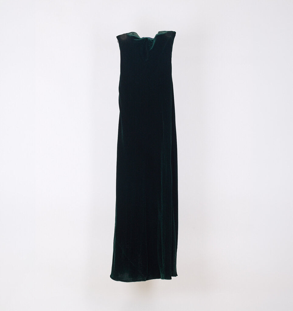 Ralph Lauren Purple Label Green Velvet Strapless Evening Dress