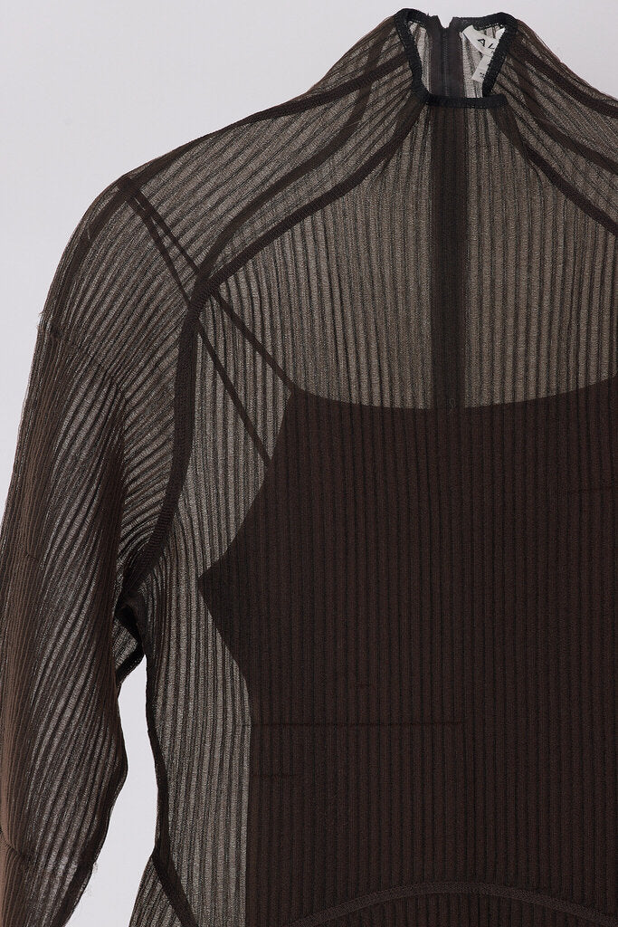 Alaia Brown Poly Silk Dress