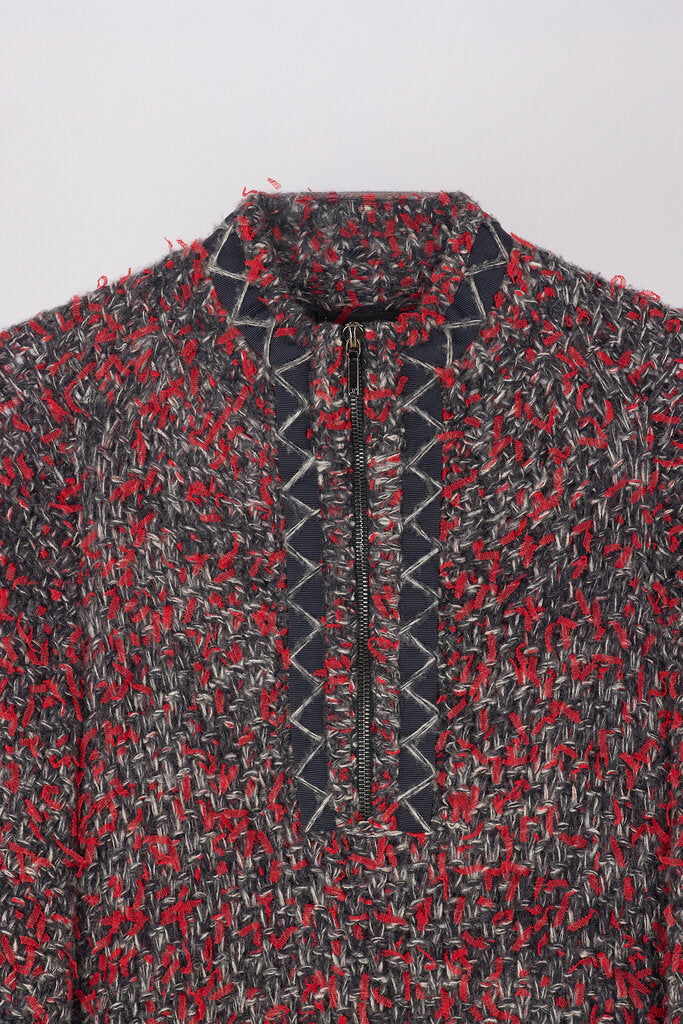 Chanel Red & Grey Tweed Cashmere Blend Tunic