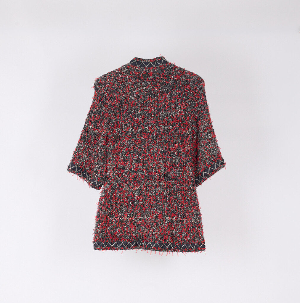 Chanel Red & Grey Tweed Cashmere Blend Tunic