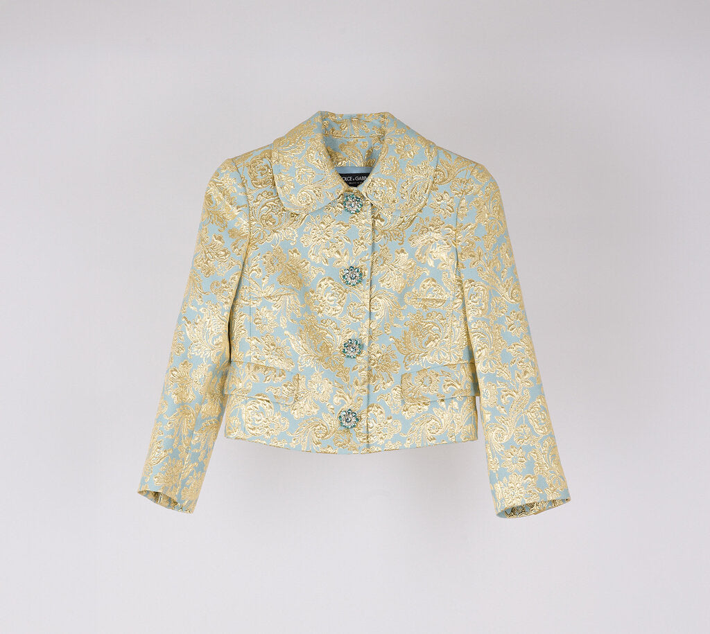 Dolce & Gabbana Blue & Gold Damask Dress Set