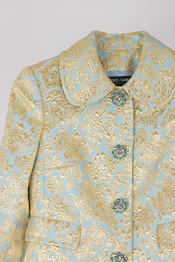 Dolce & Gabbana Blue & Gold Damask Dress Set