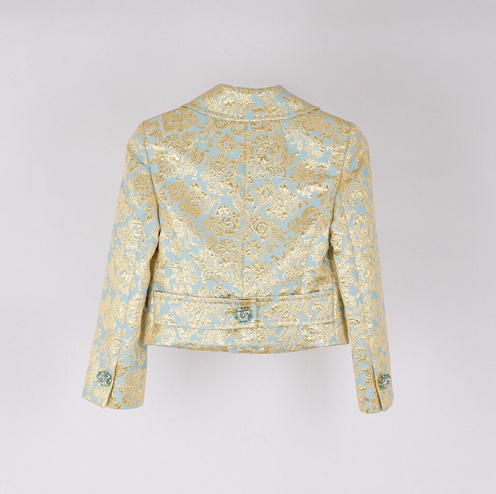 Dolce & Gabbana Blue & Gold Damask Dress Set