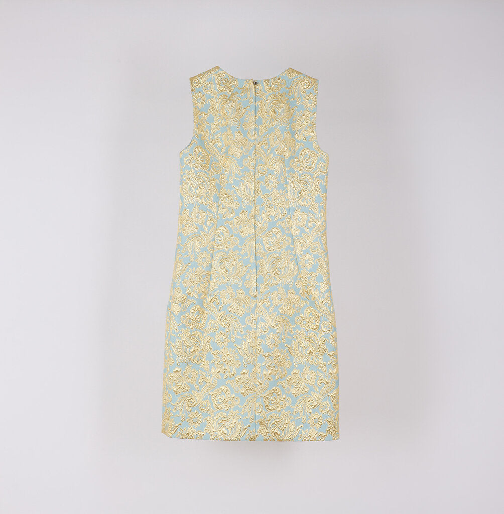 Dolce & Gabbana Blue & Gold Damask Dress Set