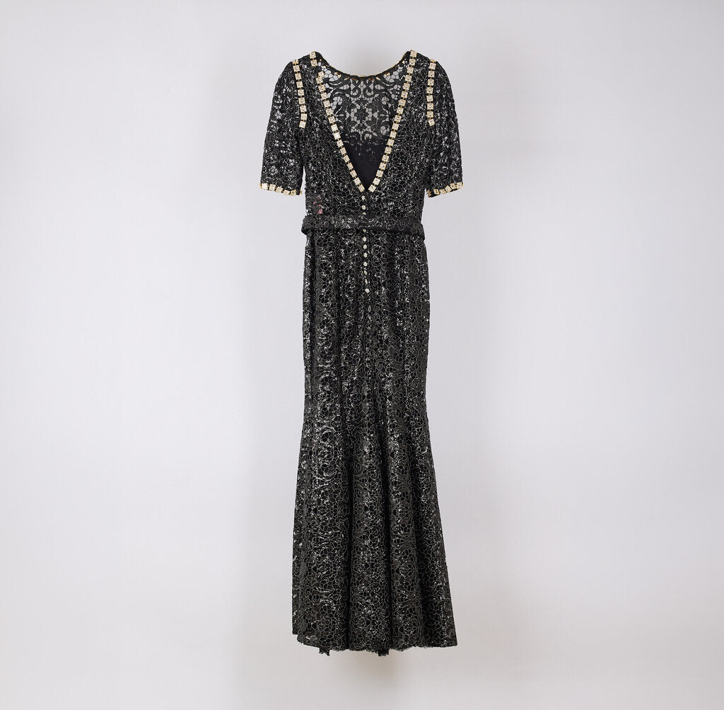 Dolce & Gabbana Black Metallic Lace Embellished Gown