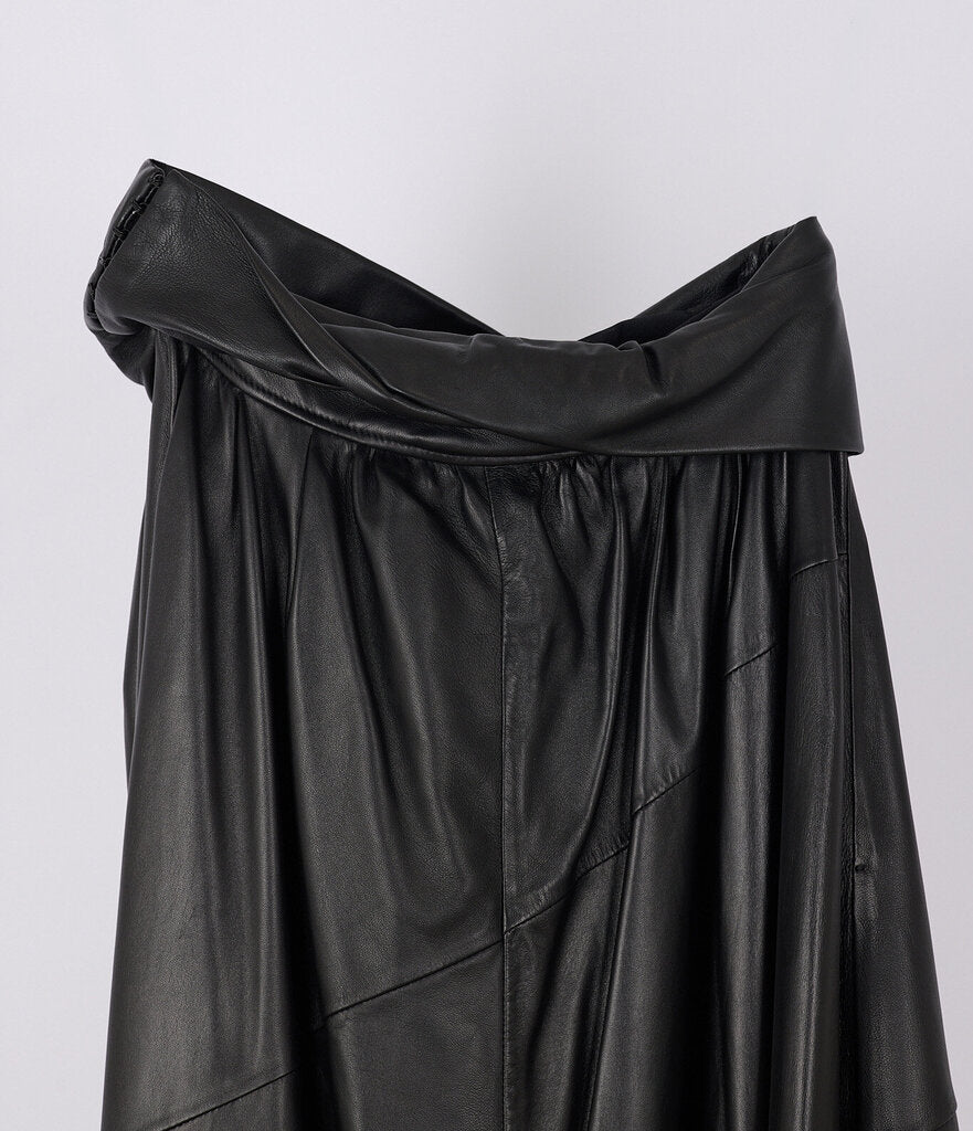 Proenza Schouler Black Leather Strapless Maxi Dress