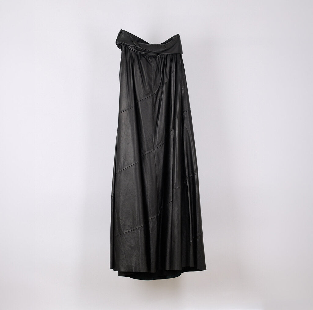 Proenza Schouler Black Leather Strapless Maxi Dress