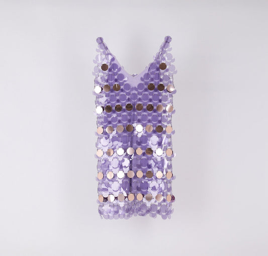 Paco Rabanne Purple Mirrored Sequin Dress
