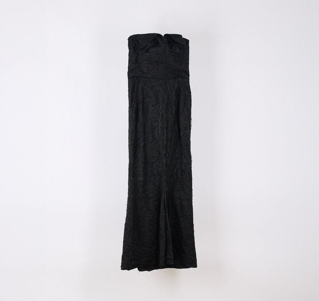 John Galliano Vintage Black Lace Poly Blend Maxi Gown