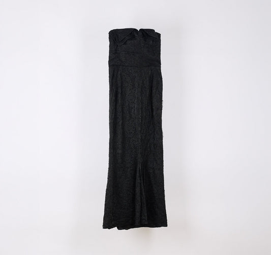 John Galliano Vintage Black Lace Poly Blend Maxi Gown