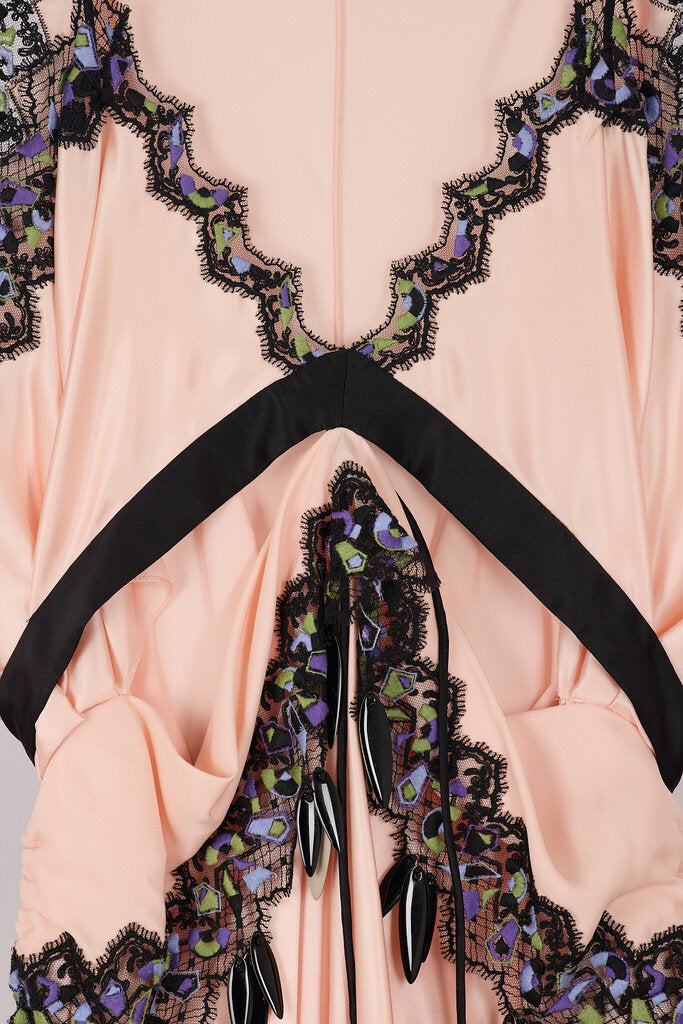 Louis Vuitton Runway 2019 Pink Silk Mini Dress w/ Lace Trim