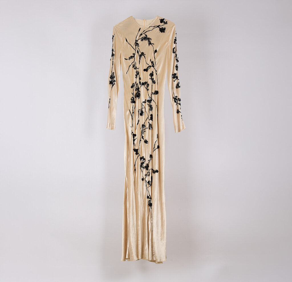 Alberta Ferretti Cream Viscose Embroidered Maxi Dress