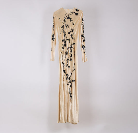 Alberta Ferretti Cream Viscose Embroidered Maxi Dress