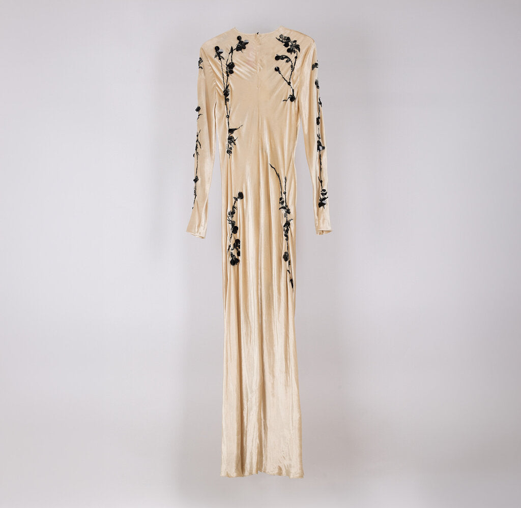 Alberta Ferretti Cream Viscose Embroidered Maxi Dress