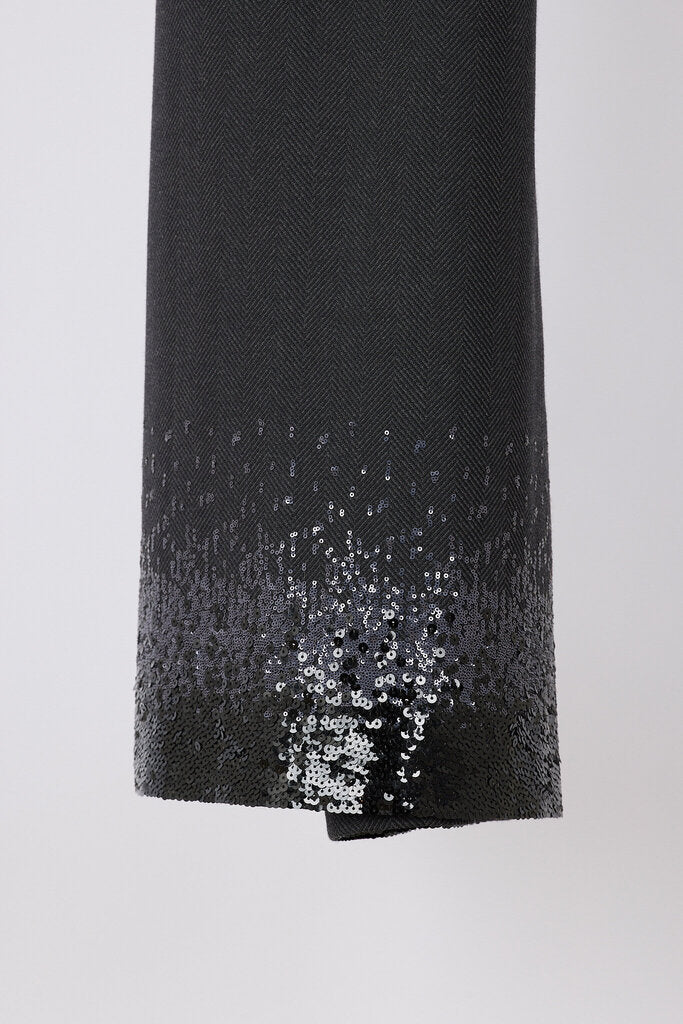 Louis Vuitton Charcoal Wool Sequin Lace Dress