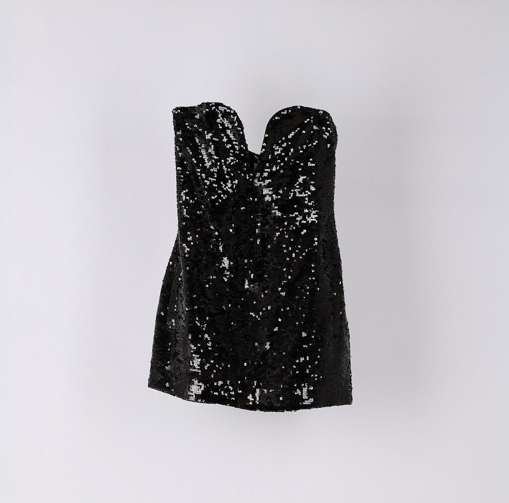 Saint Laurent Black Sequin Mini Dress