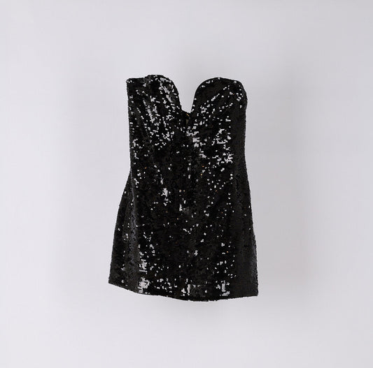 Saint Laurent Black Sequin Mini Dress
