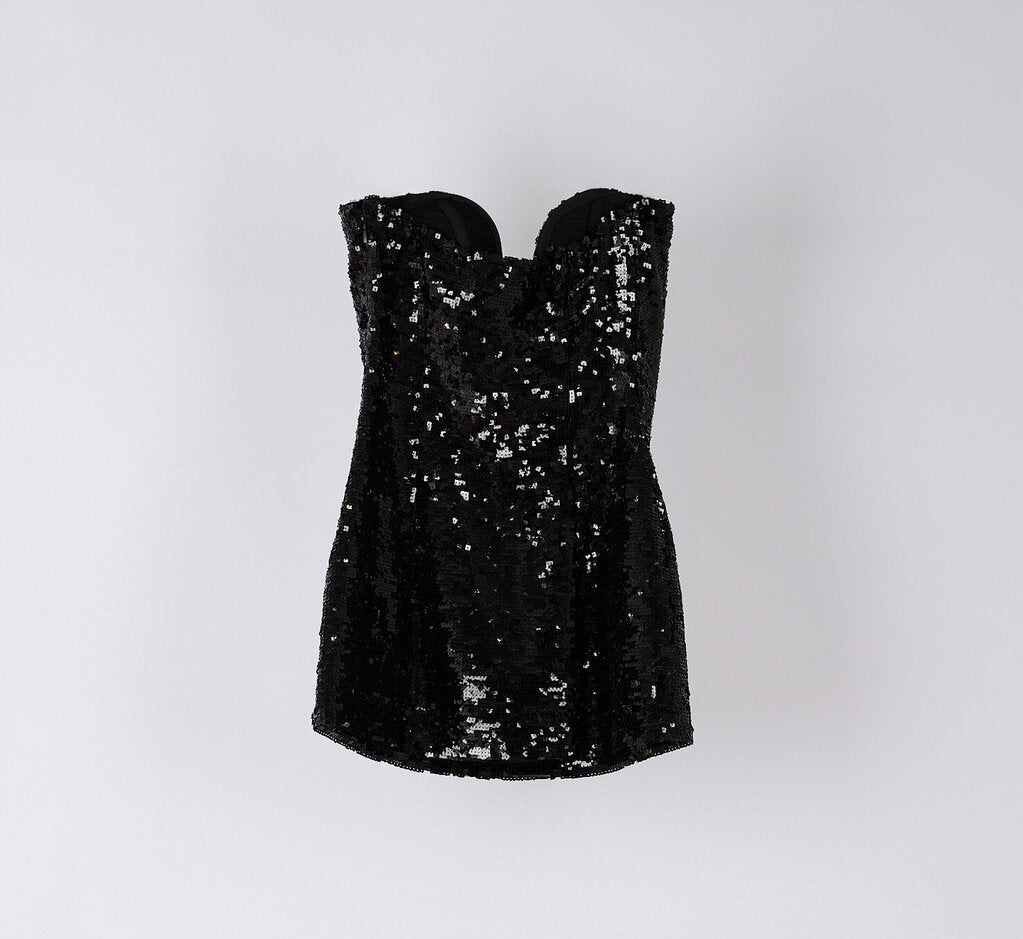 Saint Laurent Black Sequin Mini Dress