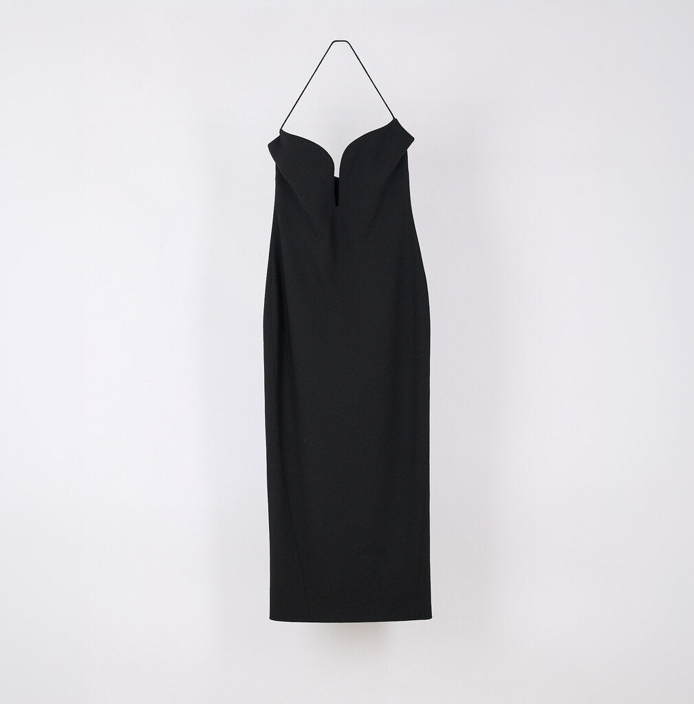 Givenchy 2021 Black Knit Wool Blend Midi Dress