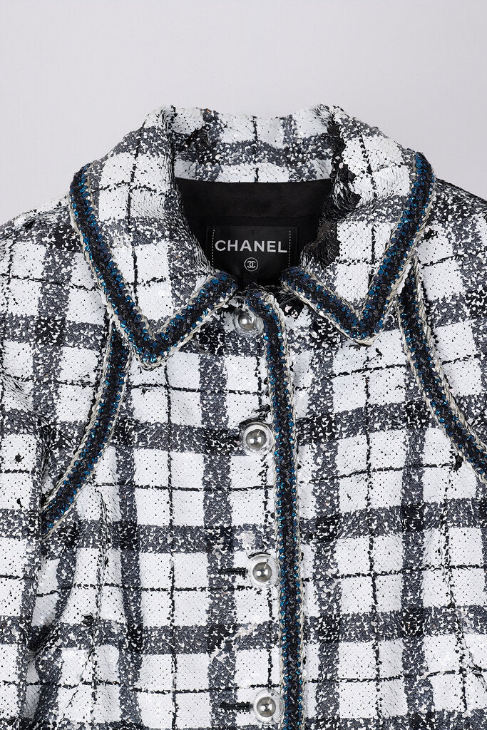 Chanel 2017 Ground Control Collection Sequin Plaid Jacket