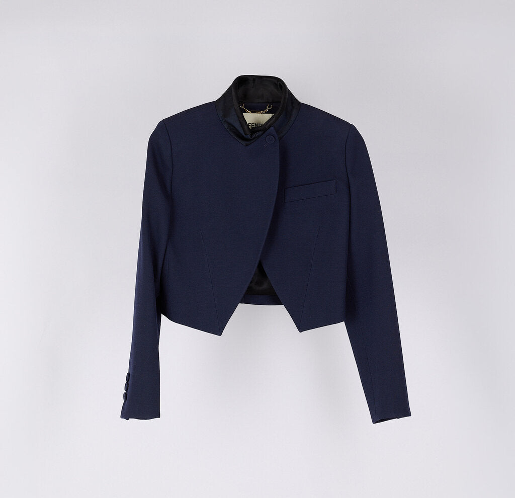 Fendi Navy Black Trim Bolero Jacket