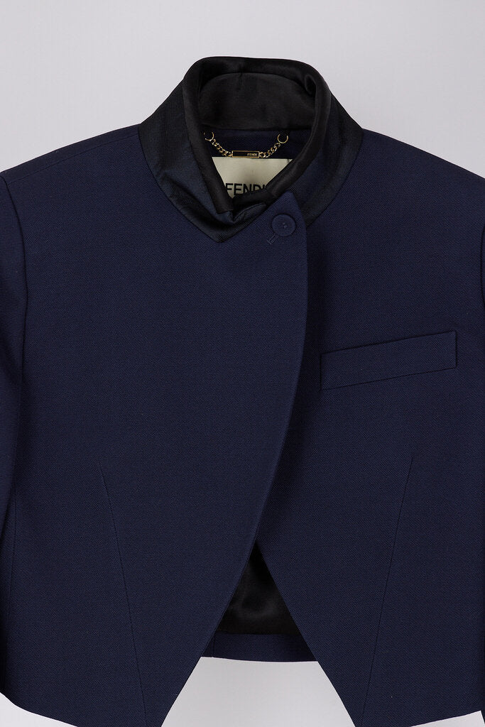 Fendi Navy Black Trim Bolero Jacket