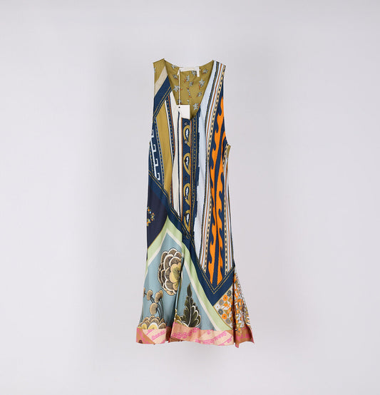 Chloe Multi Color Silk Sleeveless Dress