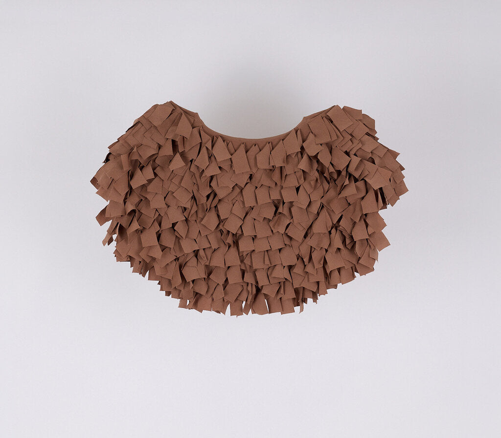 Brunello Cucinelli Brown Silk Ruffled Shrug