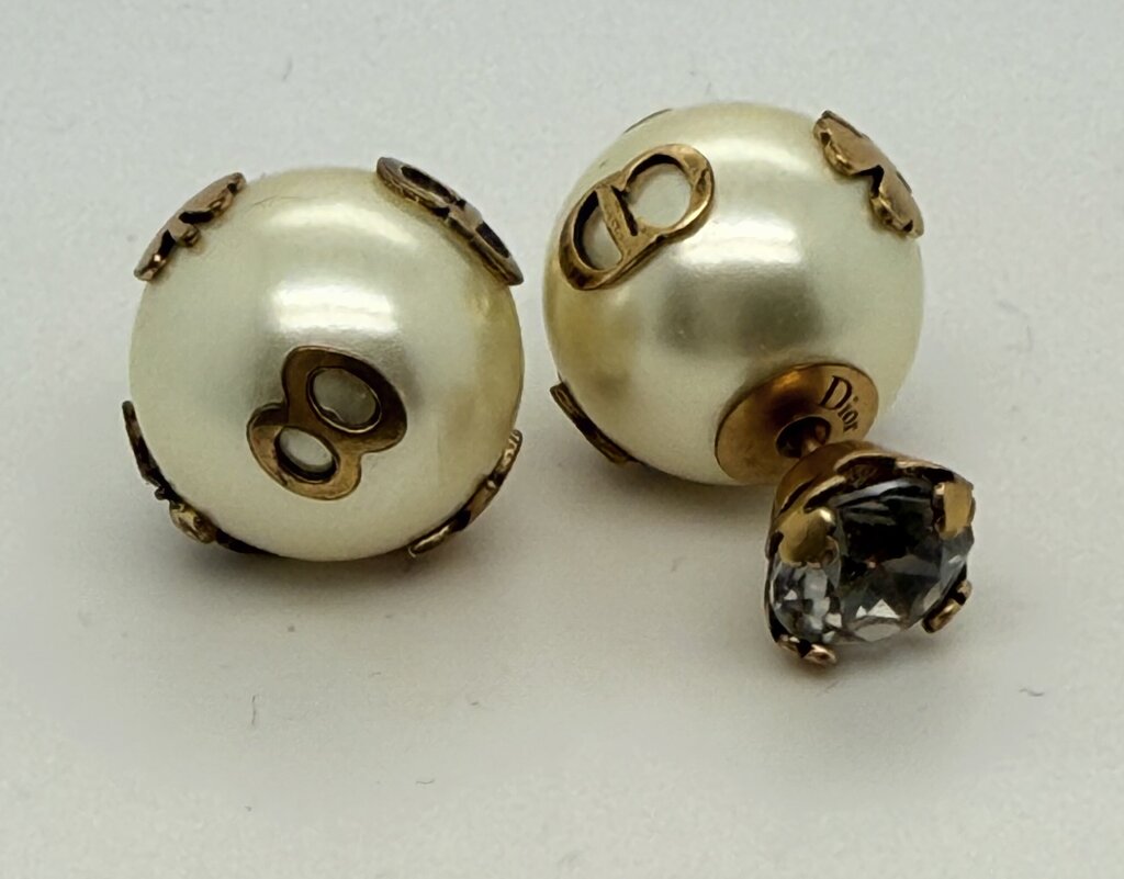 Gold Tone Faux Pearl Tribales Earrings