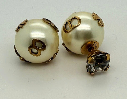 Gold Tone Faux Pearl Tribales Earrings