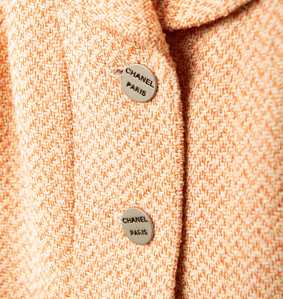 Chanel Cruise 2000 Coral & Ivory Wool Blend Tweed Blazer