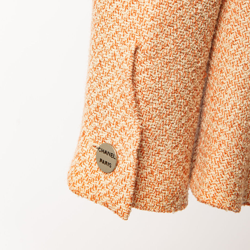 Chanel Cruise 2000 Coral & Ivory Wool Blend Tweed Blazer