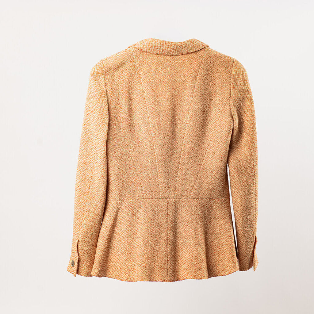 Chanel Cruise 2000 Coral & Ivory Wool Blend Tweed Blazer