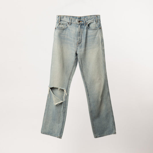 Celine Blue Straight Leg Distressed Jeans
