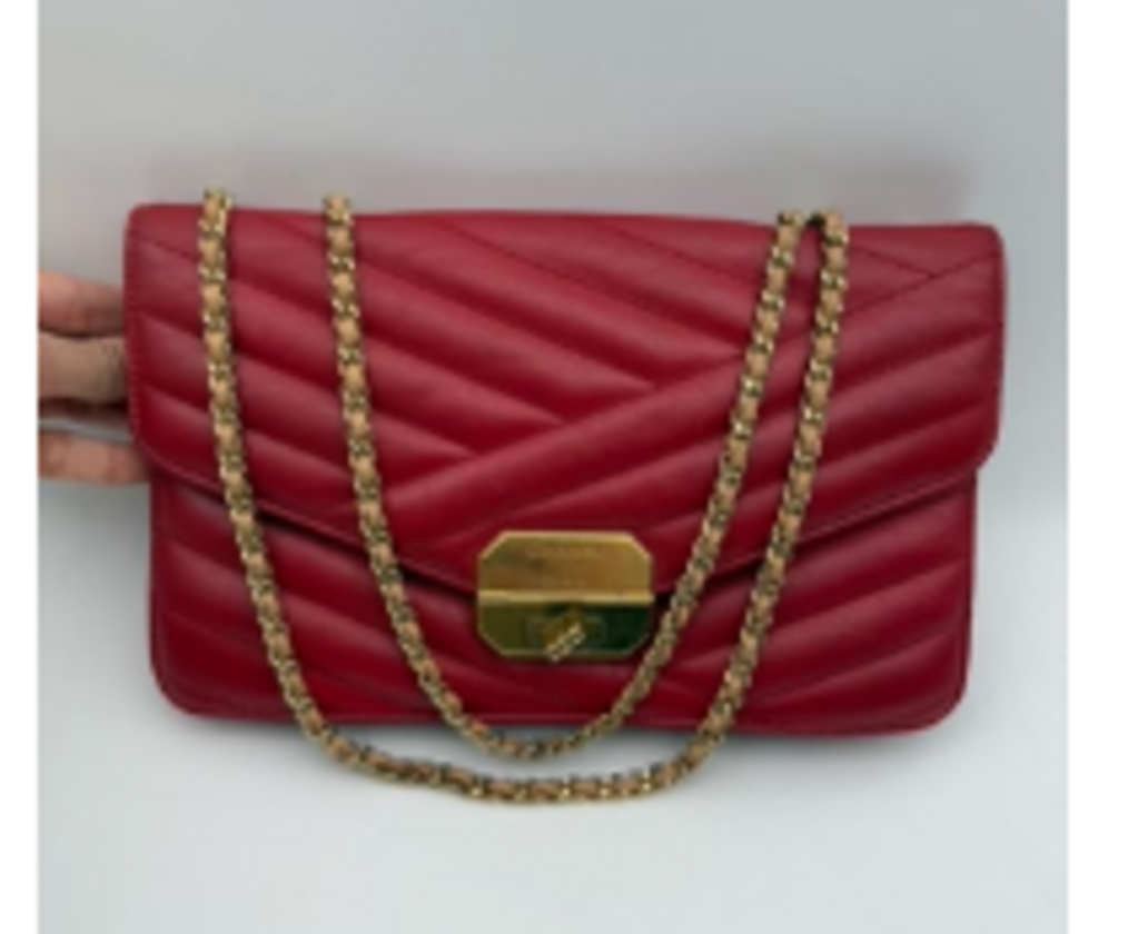 Red Chevron Quilted Flap Bag