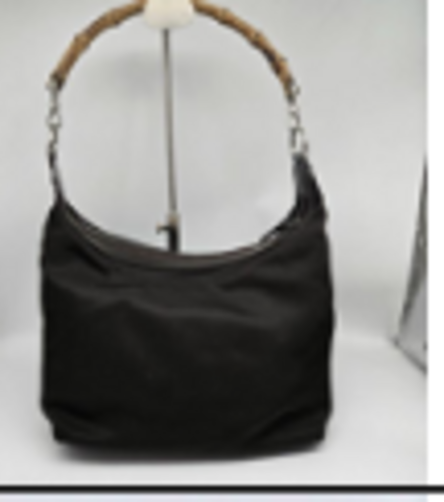 Black Canvas Bamboo Shoulder Bag