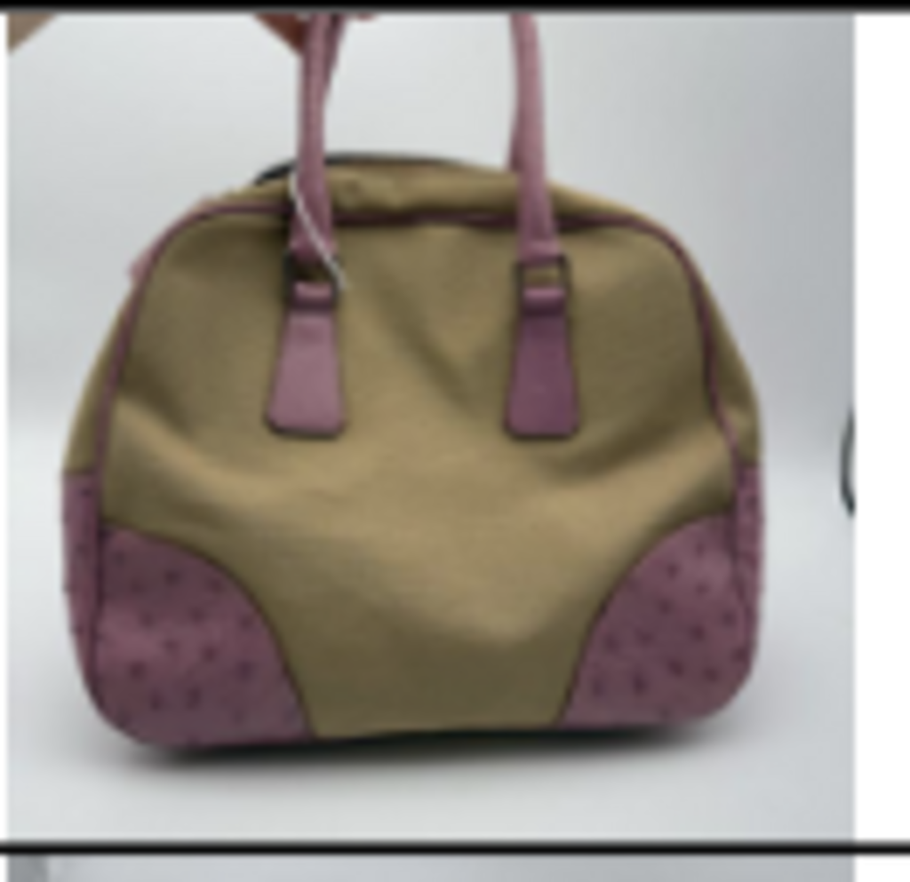 Tan & Pink Ostrich Bowler Bag