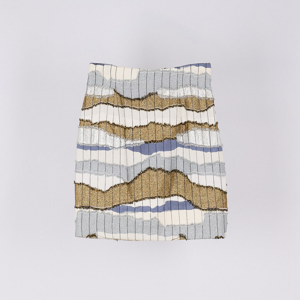 Christian Dior 2016 White & Gold Metallic Stripe Skirt
