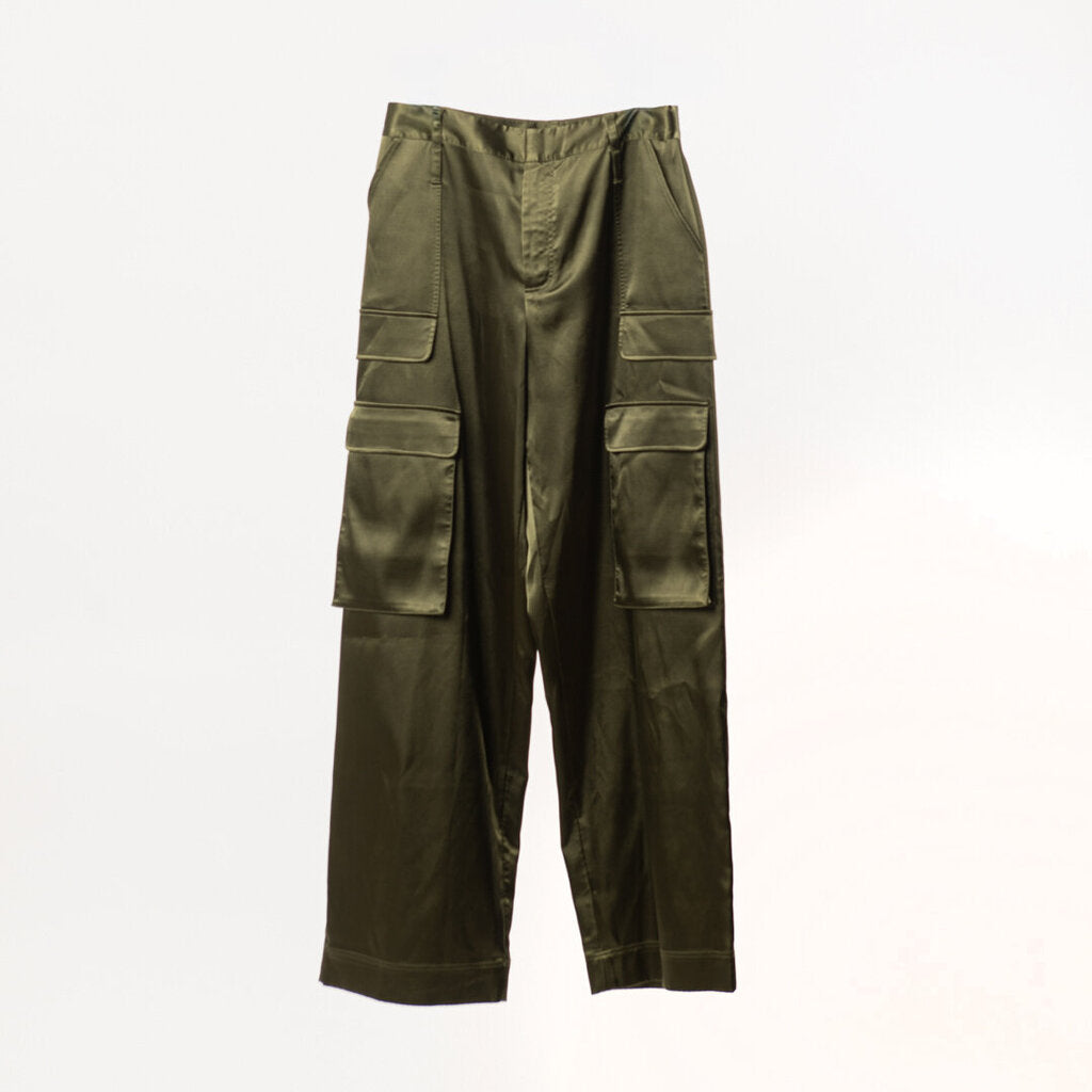 Frame Green Satin Cargo Pants