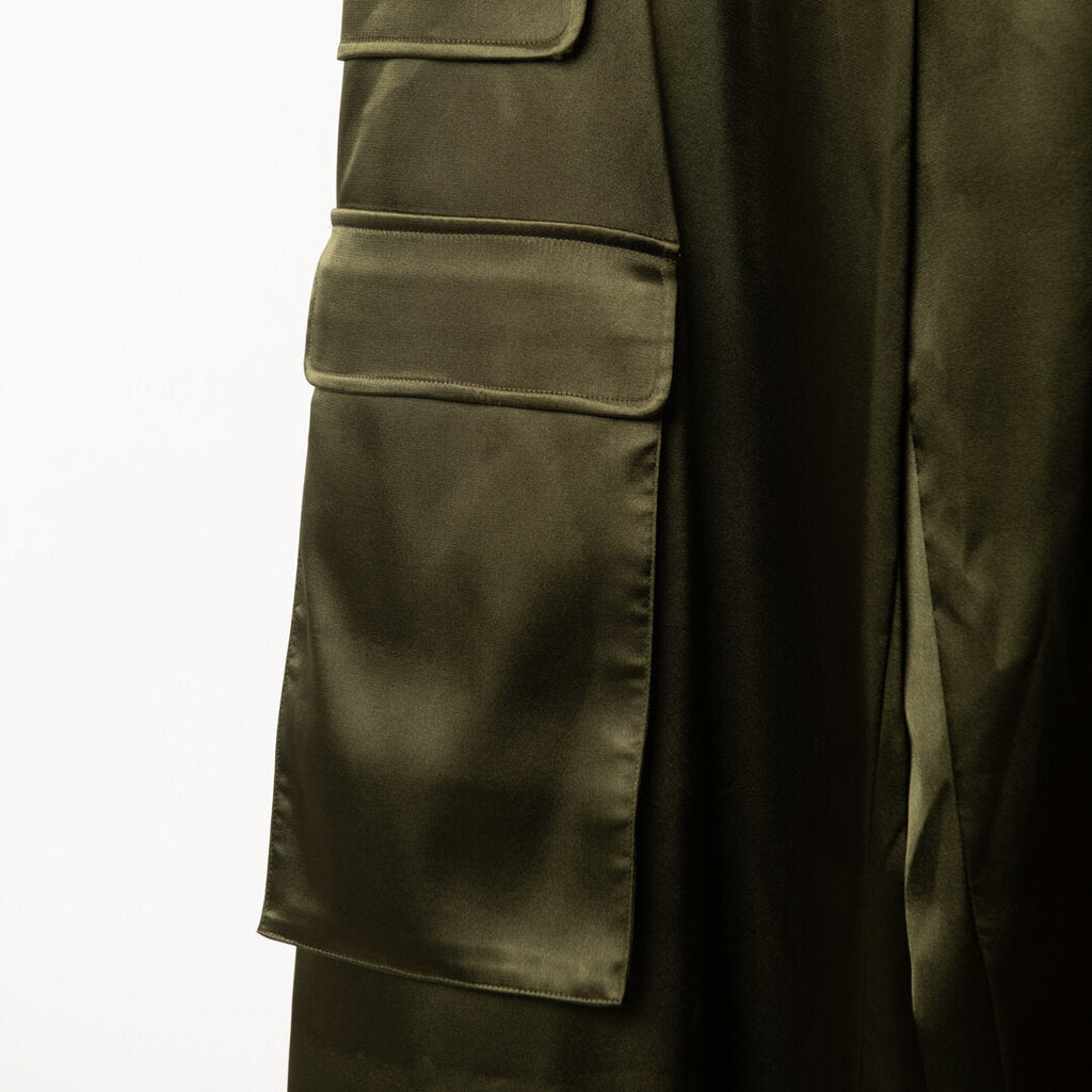 Frame Green Satin Cargo Pants
