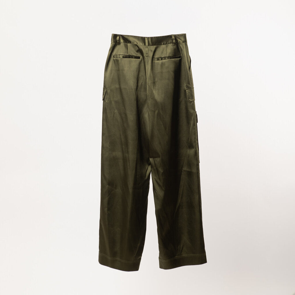 Frame Green Satin Cargo Pants
