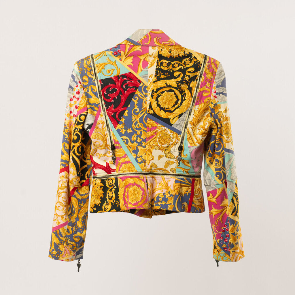 Gianni Versace Rare Vintage Cotton Patchwork Moto Jacket