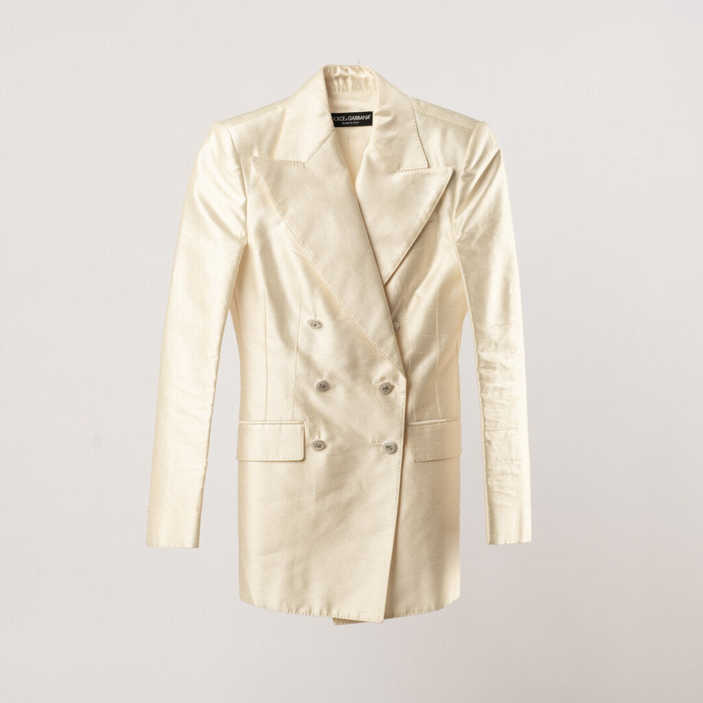 Dolce & Gabbana White Silk Blazer