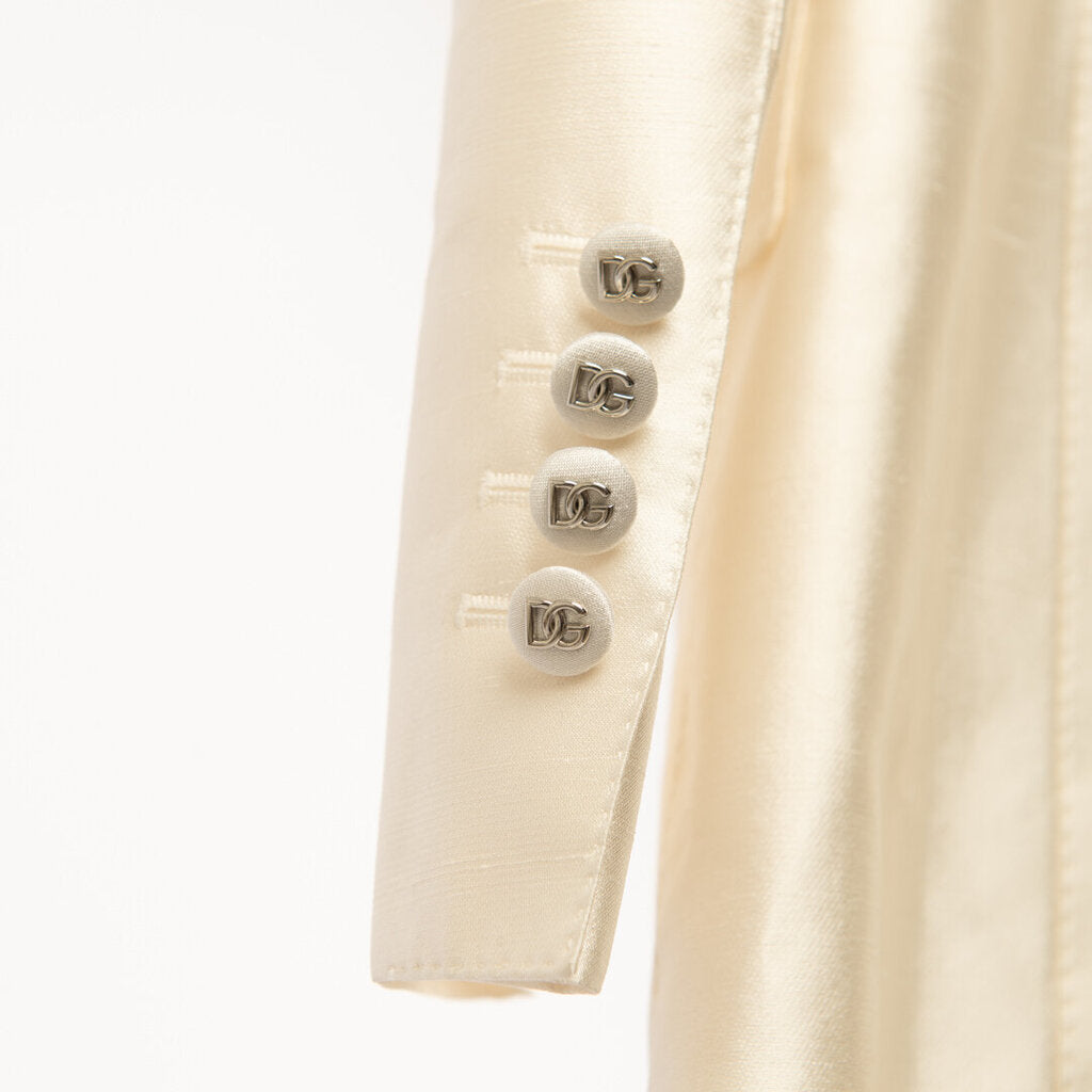 Dolce & Gabbana White Silk Blazer